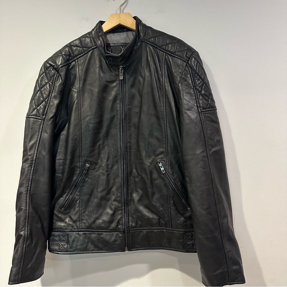 Bob & Christensen Men's Quilted Leather Moto Jacket